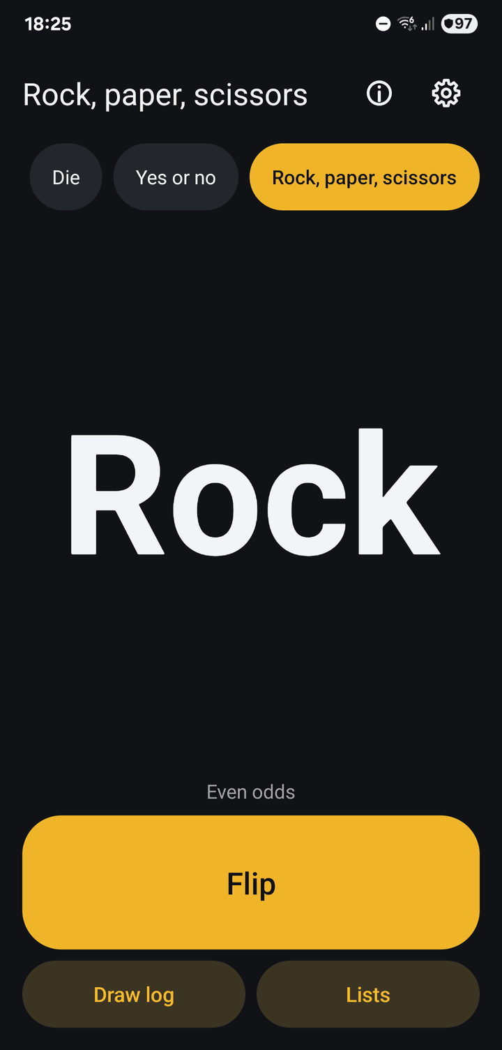 Rock, paper, scissors with Scissors in large type