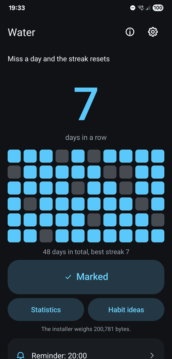 One Habit with a seven-day streak above a grid of the last 60&nbsp;days